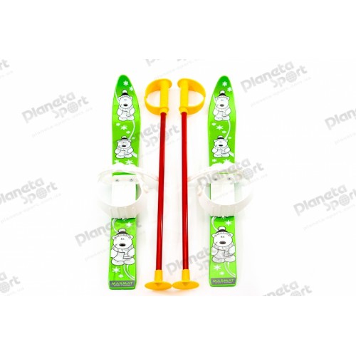 Лыжи с палками Marmat детские пласт., длина-70см зеленый