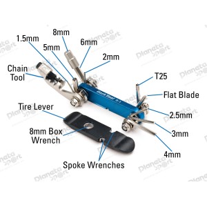 Мультитул Park Tool IB-3 I-Beam 1.5/2/2.5/3/4/5/6/8, Т25, отвёртка, выжимка цепи, борт. лопатка