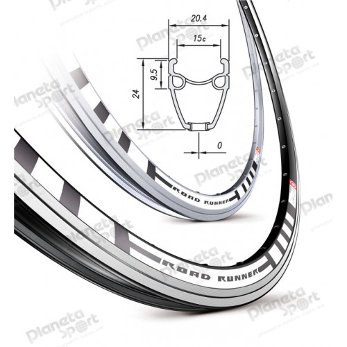 Обод 700C MACH 1 ROAD RUNNER, FV, 36 отв, 500 гр, черн.