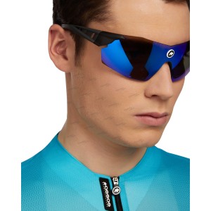 Очки ASSOS Eye Protection Skharab Neptune Blue, черные, синяя линза