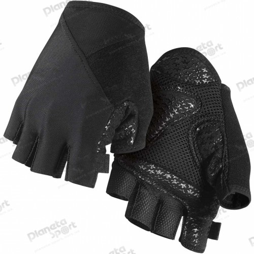 Перчатки ASSOS Summer Gloves S7 Black Volkanga, без пальцев, черные, S