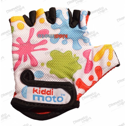 Перчатки детские Kiddimoto цветные кляксы, белые, размер S на возраст 2-4 года