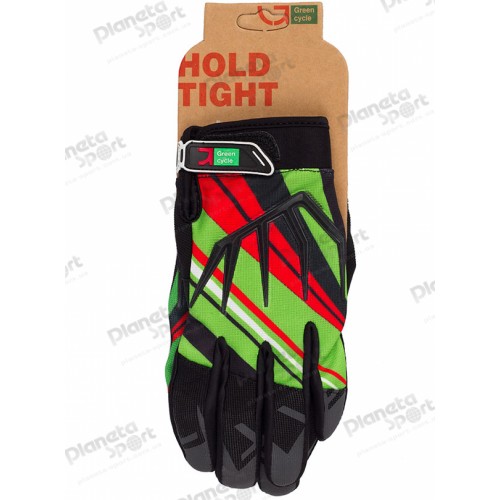 Перчатки Green Cycle NC-2361-2014 MTB с закрытыми пальцами M черно-красно-зеленый