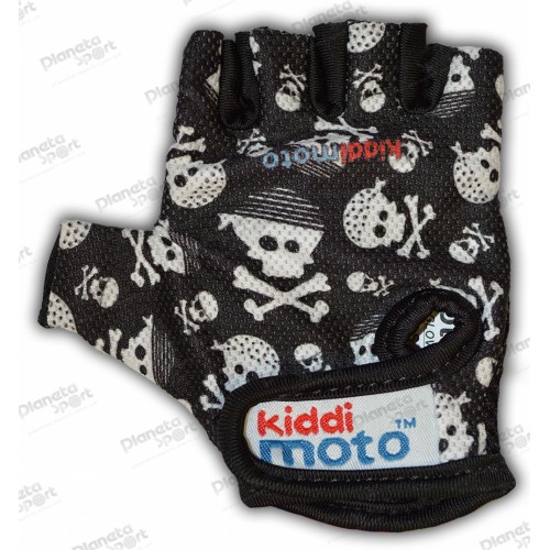 Перчатки детские Kiddimoto чёрные с черепами, размер М на возраст 4-7 лет