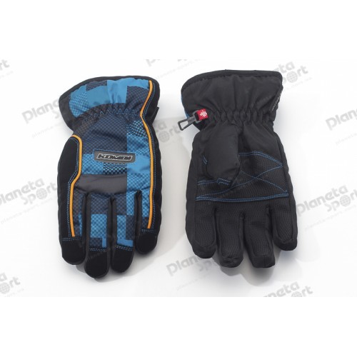 Перчатки Kombi STRIKE JR, подростковые, черные в синюю клеточку, размер XL
