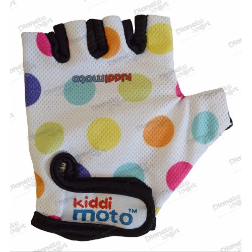 Перчатки детские Kiddimoto белые в цветной горошек, размер S на возраст 2-4 года