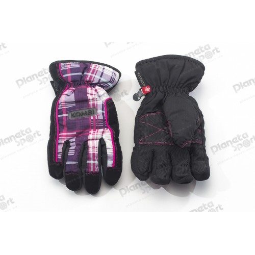 Перчатки Kombi STRIKE JR подростковые, черные в фиолетовую клеточку, размер XL