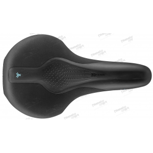 Седло Selle Royal SCIENTIA R1 Relaxed, 3D skingel, обивка Black gummy/Black mokka, 289х169мм, 479г, рейлы сталь + Curva suspension, unisex, чёрное