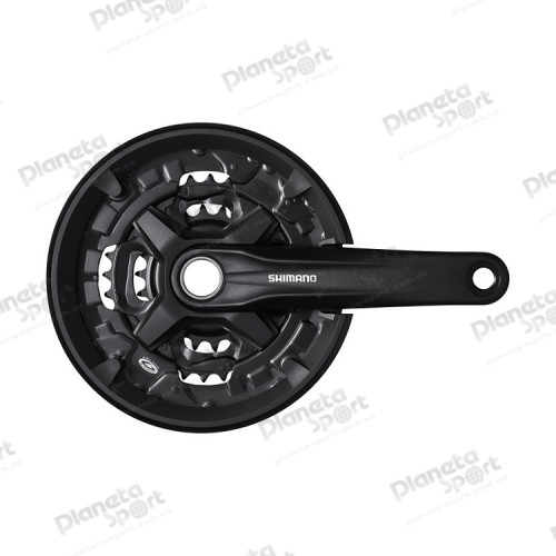 Комплект шатунов SHIMANO FC-MT210-3 175мм, 44X32X22, интегрированная ось, без каретки, защита звезд, черный