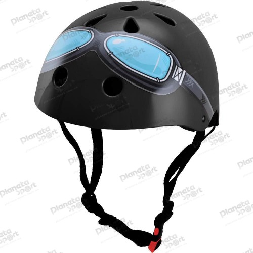 Шлем детский Kiddimoto Black Goggle, размер M 53-58см