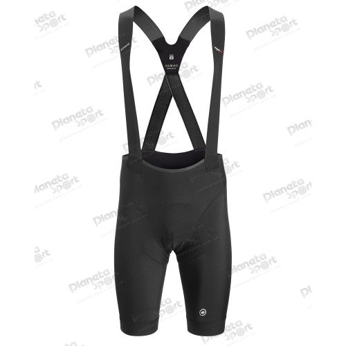 Велотрусы ASSOS Equipe RS Bib, на лямках, мужские, черные с белым логотипом, M