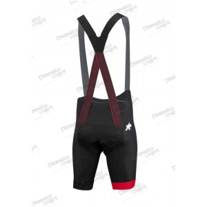 Велотрусы ASSOS Equipe RS Bib, на лямках, мужские, черные с красным, L 