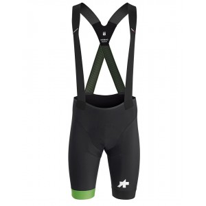 Велотрусы ASSOS Equipe RS Bib, на лямках, мужские, черные с зеленым, M