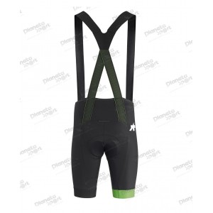 Велотрусы ASSOS Equipe RS Bib, на лямках, мужские, черные с зеленым, XL 