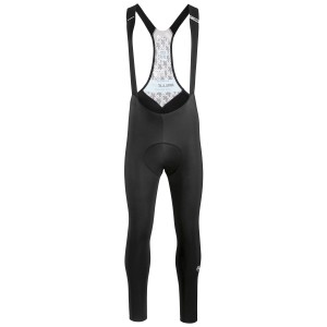 Рейтузы ASSOS Mille GT Winter Bib Tights Black Series, на лямках, мужские, черные с белым логотипом, 3XL