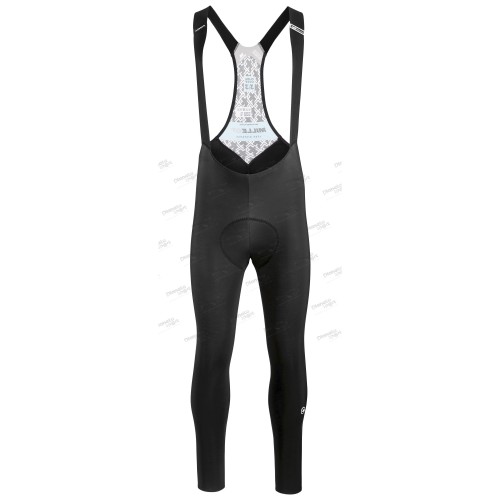 Рейтузы ASSOS Mille GT Winter Bib Tights Black Series, на лямках, мужские, черные с белым логотипом, 3XL