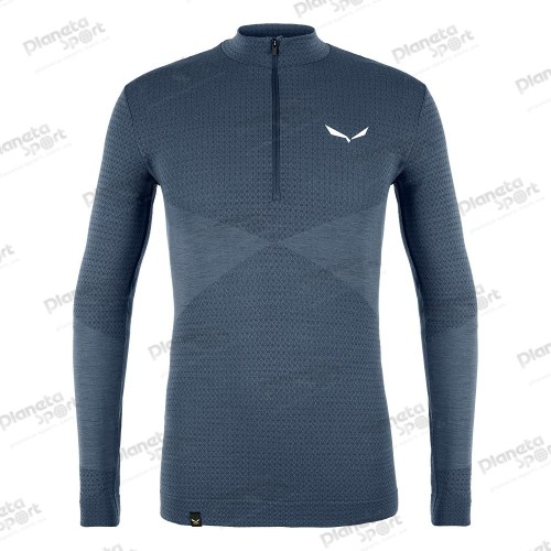 Термофутболка Salewa M ZEBRU RESPONSIVE 1/2 ZIP TEE 27967 8670 мужская, размер 50/L, синяя