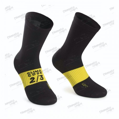 Носки ASSOS Assosoires Spring Fall Socks Black Series, черные с желтым 0/35-38