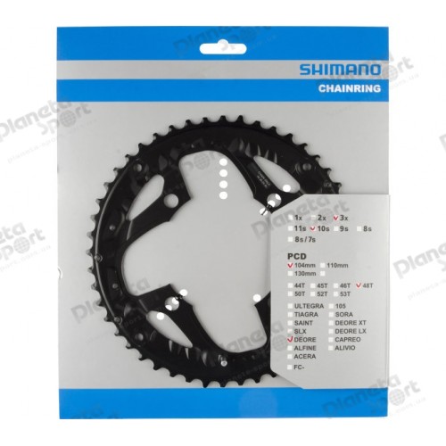 Звезда к шатуну Shimano FC-M610 DEORE 48T совместима с защитой