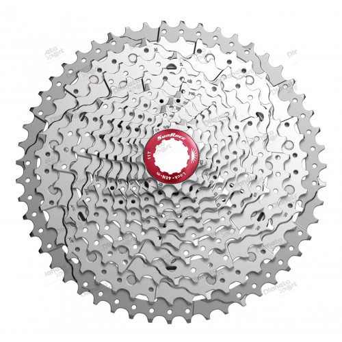 Кассета 11-k 11-46T SUN RACE MX8 MTB, алюминиевый паук, Metallic Silver