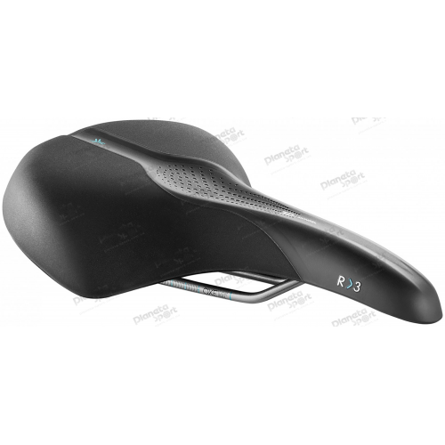 Седло Selle Royal SCIENTIA R3 Relaxed, 3D skingel, обивка Black gummy/Black mokka, 289х224мм, 520г, рейлы сталь + Curva suspension, unisex, чёрное