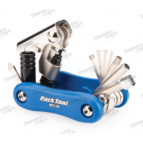 Мультитул Park Tool MTC-40, 2,5/3/4/5/6/8mm, T25/T30, отвёртка, выжимка цепи, адаптер накачки CO2, выравниватель роторов